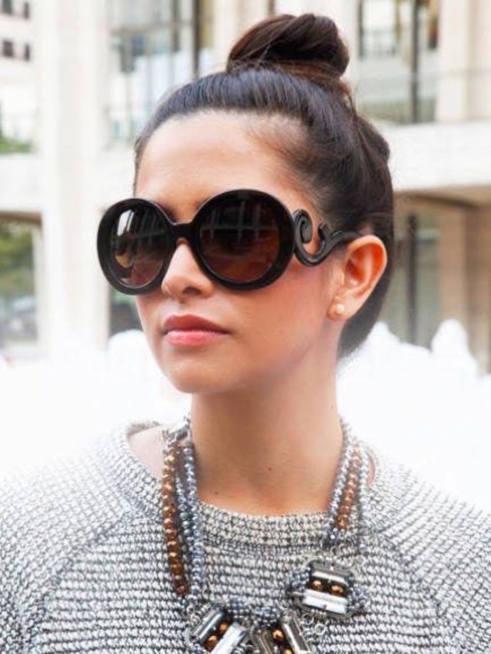 PRADA baroque sunglasses silver grey oversized blue lenses  SPR27